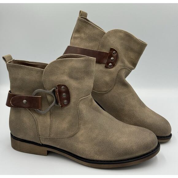 Muk Luks Women's Ankle Boots Size 10M Beige Water Resistant Memory Foam - Picture 1 of 15
